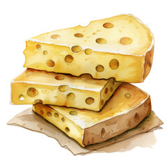 Stack of delicious Swiss cheese slices showcasing their characteristic holes, perfect for culinary and food-related uses.