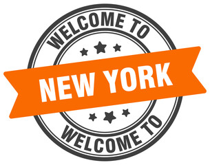Welcome to New York stamp. New York round sign