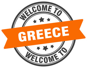 Welcome to Greece stamp. Greece round sign