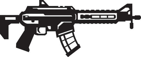 Naklejka premium Tactical Titan Combat Icon Graphic Stealth Dominator Modern Gun Icon Design