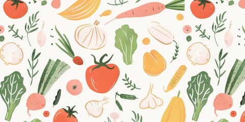 Pastel Vegetable Pattern for Fresh Design