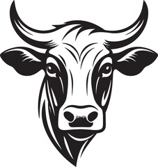 Meadow Monarch Cow Iconic Art Horned Heritage Vector Logo Icon