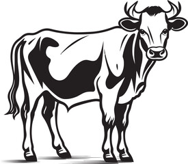 Pastoral Panache Cow Iconic Art Grazing Grace Vector Logo Icon