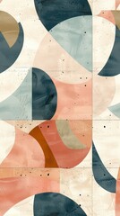 Geometric Harmony: Abstract Pastel Tile Design in Modernist Style