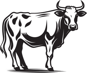 Dairy Delight Vector Cow Iconic Horned Harmony Logo Design Art