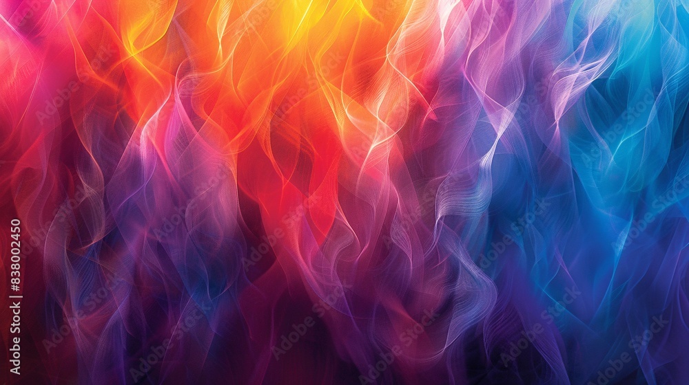 Poster vibrant spectrum: create an abstract art piece featuring a vibrant spectrum of colors, blending seam