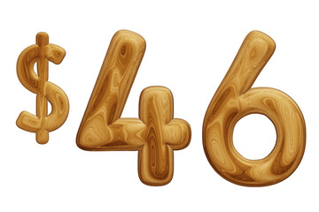 Wooden 46 dollar for price and offer concept