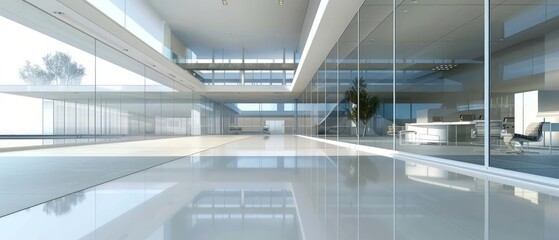 Contemporary office building with a sleek, minimalist architecture and clean lines