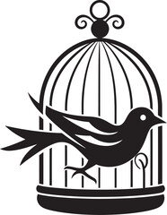 Cute Bird in Cage Cartoon Design Sweet Bird in Cage Icon Graphic