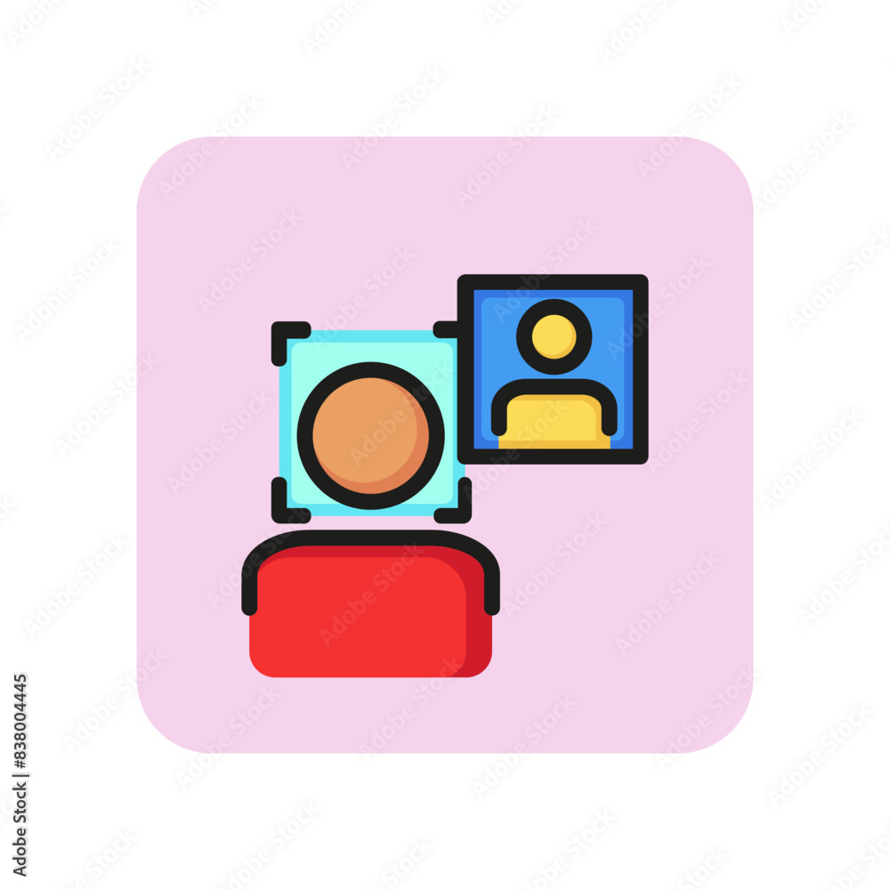 Poster face authentication line icon. man, portrait, scanning. security concept. can be used for topics lik