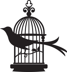 Charming Bird in Cage Vector Icon Joyful Bird in Cage Cartoon Logo
