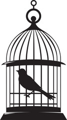 Endearing Caged Bird Logo Icon Cute Bird in Cage Graphic Vector