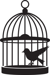 Cute Caged Bird Vector Icon Endearing Bird in a Cage Logo Graphic
