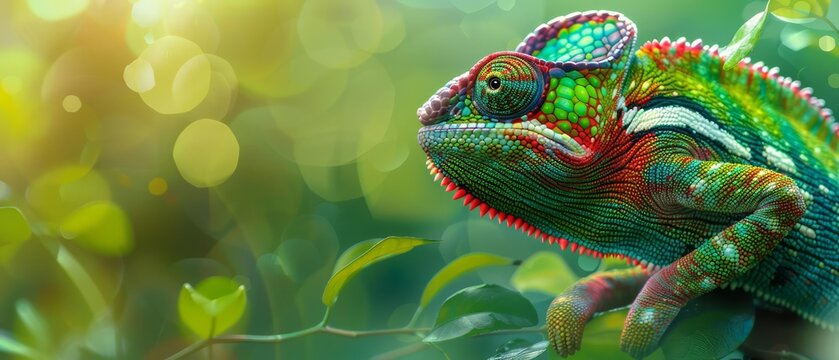 Fashionable chameleon in shades on a lively green setting, perfect for dynamic corporate promotional materials