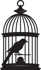Happy Caged Bird Graphic Icon Delightful Bird in Cage Vector Graphic