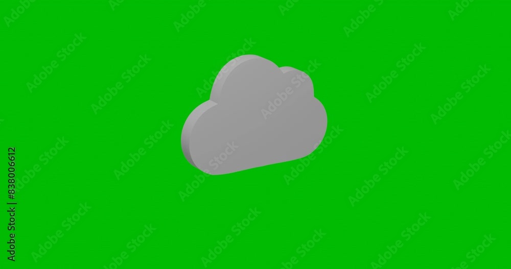 Poster animation of rotation of a white cloud symbol with shadow. simple and complex rotation. seamless loo