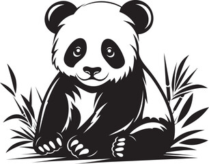 Charming Panda Vector Icon Joyful Panda Cartoon Logo