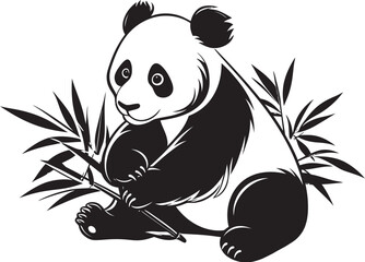 Cheerful Panda Vector Icon Happy Panda Logo Art