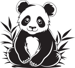 Cute Panda Logo Art Adorable Panda Vector Icon