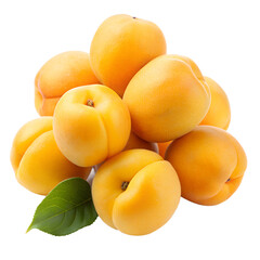 Bunch of fresh apricots isolated on white background