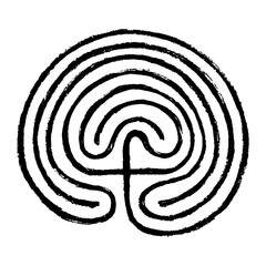 Crete traditional symbol. Cretan labyrinth line art vector