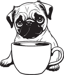 Pug Coffee Love Logo Cute Pug Puppy Mug Design