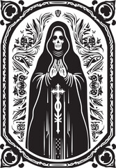 Fototapeta premium Santa Muerte Fortune Teller Vector Santa Muerte Snake Graphic