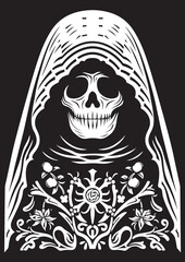 Fototapeta premium Santa Muerte Dark Art Vector Santa Muerte Vector Emblem Dark Artistry