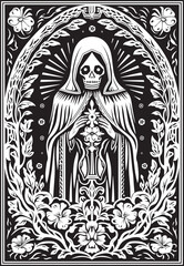 Fototapeta premium Santa Muerte Evil Eye Design Santa Muerte Modern Vector Illustration