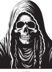 Santa Muerte Grunge Design Emblem Santa Muerte Skeleton Vector Portrait
