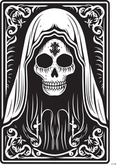 Santa Muerte Crystal Ball Vector Santa Muerte Candle Graphic Art