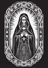 Fototapeta premium Santa Muerte Day of the Dead Design Santa Muerte Crystal Ball Vector