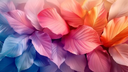 Fototapeta premium Vibrant multicolored petal background with shades of pink, orange, and purple, creating a beautiful abstract floral pattern.