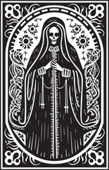 Santa Muerte Skull Design Symbol Winged Santa Muerte Vector Logo