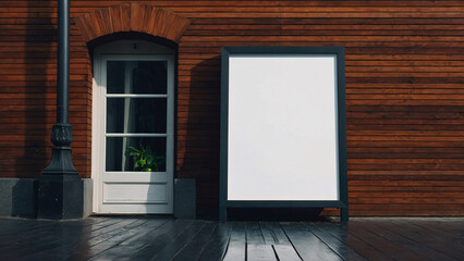 Mockup of a blank advertising billboard or a light box with a brick wall background