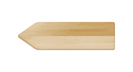 Vector realistic brown wooden arrow plaque. Wood texture direction signboard isolated on white background. 3d empty light wooden frame for game sign, natural timber banner, menu, vintage message.