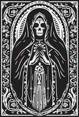 Fototapeta premium Face Icon Santa Muerte Grunge Design Santa Muerte