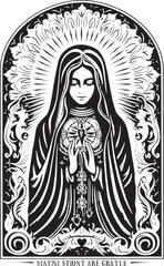 Fototapeta premium Traditional Tattoo Santa Muerte Scythe Graphic Logo Santa Muerte