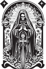 Fototapeta premium Gothic Santa Muerte Symbol Art Elegant Santa Muerte Skeleton Design