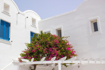 White architecture of Fira (Thira) town on Santorini island, Greece