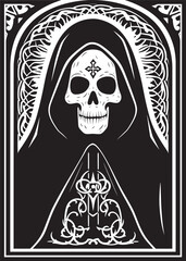 Santa Muerte Gold Coin Graphic Santa Muerte Cloaked Icon