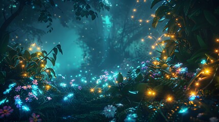 Fototapeta na wymiar tree adorned with twinkling lights glows underwater beneath a starry sky