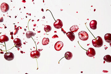 Photo of tasty juicy summer fruits generated with ai technology isolated on white color background