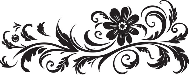 Vintage Floral Divider Line Vector Illustration Retro Floral Separator Logo Elegant Design