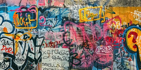 Obraz premium wall paint graffiti art illustration in bright colorful color, cheerful joyful concept 