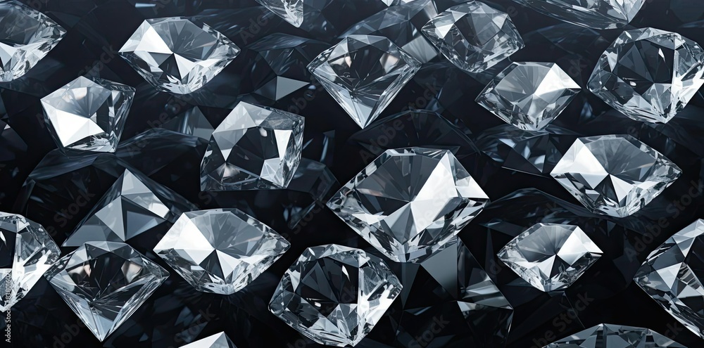 Poster diamond texture on a black background a row of diamonds arranged in a row from left to right, with a