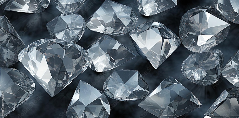 Poster diamond texture on a black background a collection of diamonds arranged in a row from left to right,