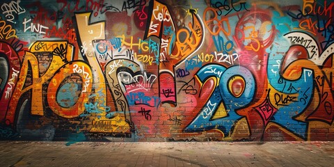 Fototapeta premium wall paint graffiti art illustration in bright colorful color, cheerful joyful concept 