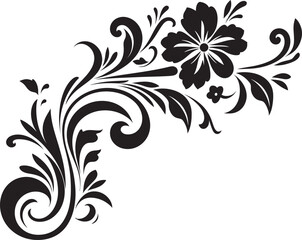 Victorian Floral Icon Design with Floral Badge Retro Floral Emblem Pattern with Ornate Pattern