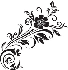 Classic Floral Swirl Graphic Retro Border Detail Antique Scrollwork Logo Icon Decorative Floral Emblem